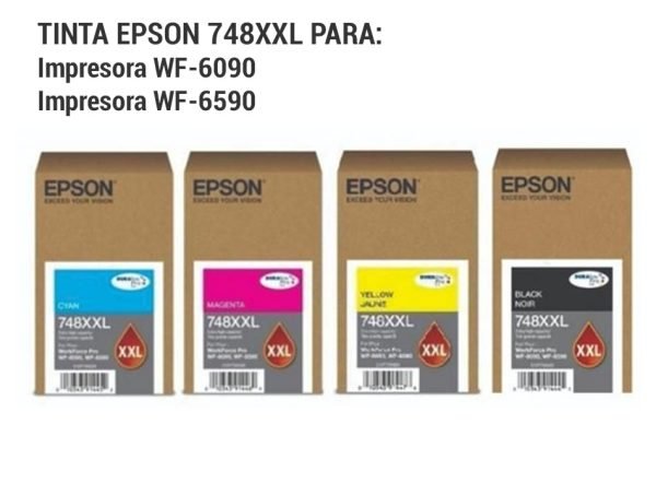 TINTA EPSON 748XXL PARA WF6590/WF6090 | 4 COLORES